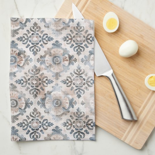 French Retro Floral Tile Kitchen Towels キッチンタオル (四つ折り)