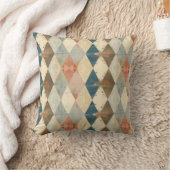 French Retro Harlequin Diamond Throw Pillow クッション (ブランケット)