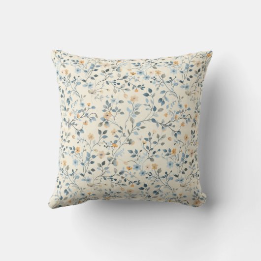 French Retro Spring Botanical Floral Throw Pillow クッション (裏面)