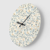 French Retro Spring Botanical Floral Wall Clock ラージ壁時計 (傾斜)