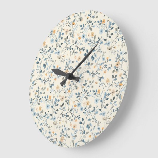 French Retro Spring Botanical Floral Wall Clock ラージ壁時計 (傾斜)