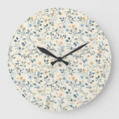 French Retro Spring Botanical Floral Wall Clock ラージ壁時計 (正面)