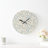 French Retro Spring Botanical Floral Wall Clock ラージ壁時計 (ホーム)