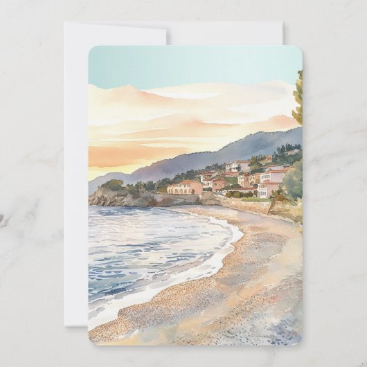 French Riviera Beach Coastal Wedding 招待状 (裏面)