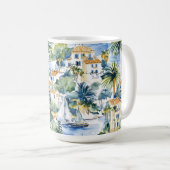French Riviera Tropical Palm Trees コーヒーマグカップ (正面右)