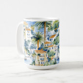 French Riviera Tropical Palm Trees コーヒーマグカップ (正面左)