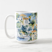 French Riviera Tropical Palm Trees コーヒーマグカップ (左)
