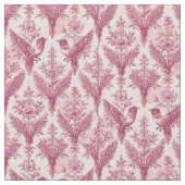French Rococo Pink Wild Birds Victorian Art Floral ファブリック (クローズアップ)