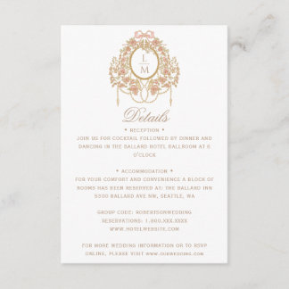 French Rococo Rose Monogram Wedding エンクロージャーカード