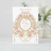 French Rococo Rose Monogram Wedding セーブザデート (スタンド正面)