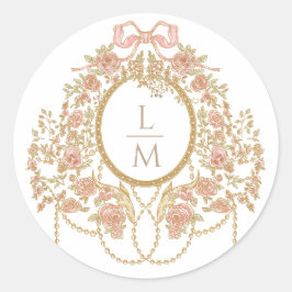 French Rococo Rose Monogram Wedding ラウンドシール
