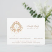 French Rococo Rose Monogram Wedding 出欠カード (スタンド正面)
