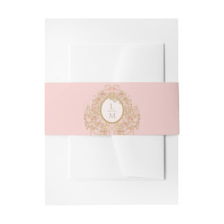 French Rococo Rose Monogram Wedding 招待状ベリーバンド
