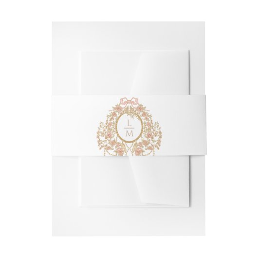 French Rococo Rose Monogram Wedding 招待状ベリーバンド (正面例)