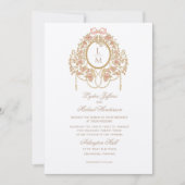 French Rococo Rose Monogram Wedding 招待状 (正面)