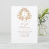 French Rococo Rose Monogram Wedding 招待状 (スタンド正面)