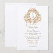 French Rococo Rose Monogram Wedding 招待状 (正面/裏面)