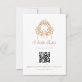 French Rococo Rose Monogram Wedding QR Code 出欠カード (正面)