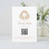 French Rococo Rose Monogram Wedding QR Code 出欠カード (スタンド正面)