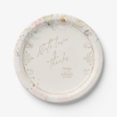 French Romance Wedding Floral Frame Blush ID870 ペーパープレート (正面)