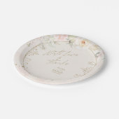 French Romance Wedding Floral Frame Blush ID870 ペーパープレート (アングル)