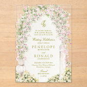 french romantic garden arch monogram royal wedding アクリル招待状 (正面)