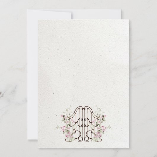 french romantic garden arch monogram royal wedding 招待状 (裏面)