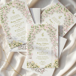 french romantic garden arch monogram royal wedding 招待状