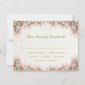 french romantic garden florals wedding 出欠カード (正面)