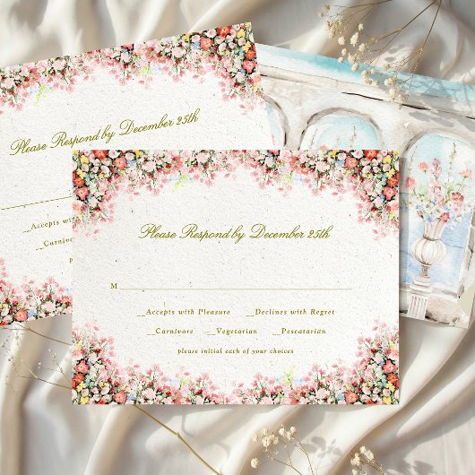 french romantic garden florals wedding 出欠カード