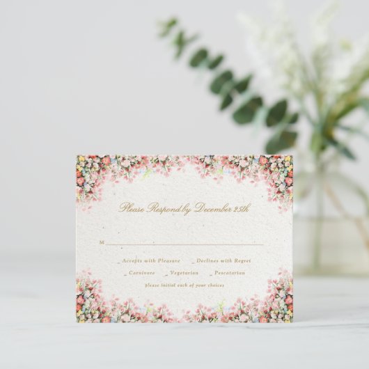 french romantic garden florals wedding 出欠カード (スタンド正面)