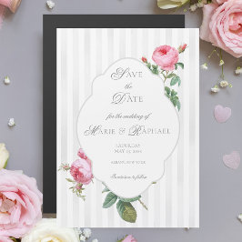 French Rose Botanical Wedding Save the Date マグネット招待状