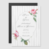 French Rose Botanical Wedding Save the Date マグネット招待状 (正面/裏面)