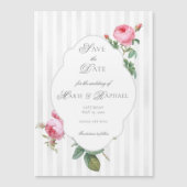 French Rose Botanical Wedding Save the Date マグネット招待状 (正面)