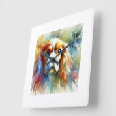 French Spaniel 200824AREF142 - Watercolor スクエア壁時計 (傾斜)