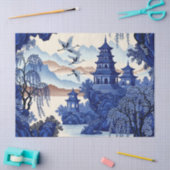 French-Style Blue Chinoiserie Decoupage Print 薄葉紙 (クラフト)