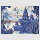 French-Style Blue Chinoiserie Decoupage Print 薄葉紙 (正面)