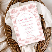 French Toile Baby Shower Pink