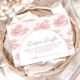 French Toile Baby Shower Pink Diapper Raffle エンクロージャーカード