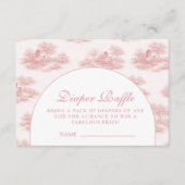 French Toile Baby Shower Pink Diapper Raffle エンクロージャーカード (正面)