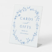 French Toile Blue Cards & Gifts Bridal Shower 台座サイン (正面)