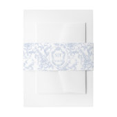 French Toile Blue Floral Chinoiserie Monogram 招待状ベリーバンド (正面例)