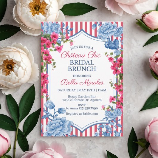 French Toile Bridal Shower, Garden Party, Bridal  招待状