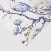 French-Toile Chinoiserie Bird in Blue and Gold 薄葉紙 (詳細)