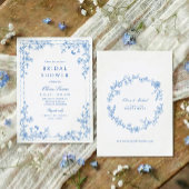 French Toile Chinoiserie Blue White Bridal Shower 招待状