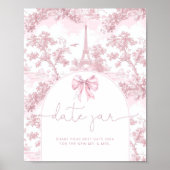 French Toile de jouy date night ideas pink bridal ポスター (正面)