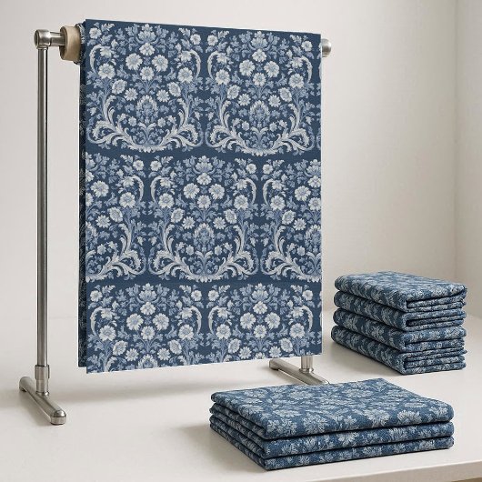 French Toile De Jouy Indigo Floral Vintage Country ファブリック