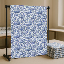 French Toile De Jouy Pastoral Vintage European Art