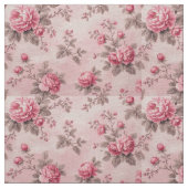 French Toile de Jouy Pink Floral Rococo Rose Theme ファブリック (クローズアップ)