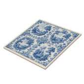 French Toile De Juoy Pastoral Rustic Country Blue タイル (側面)